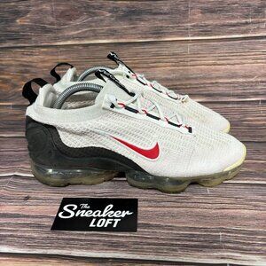 Nike Air VaporMax‎ 2021 Flyknit Light Bone University Red Men's Athletic Shoes 9